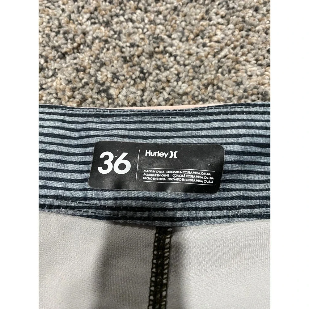 Hurley Phantom Board Shorts Mens 36 Green Striped Colorblock Swim Trunks